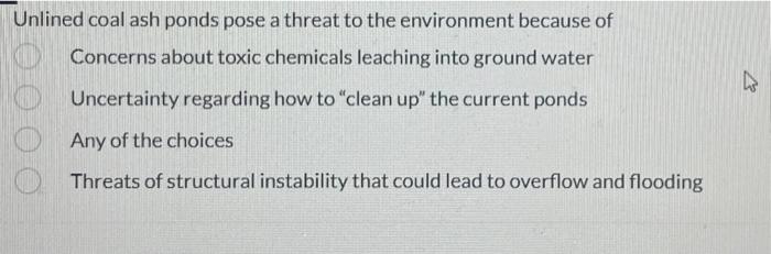 Unlined coal ash ponds pose a threat to the