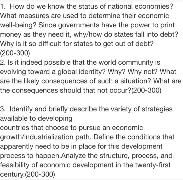 1. How do we know the status of national