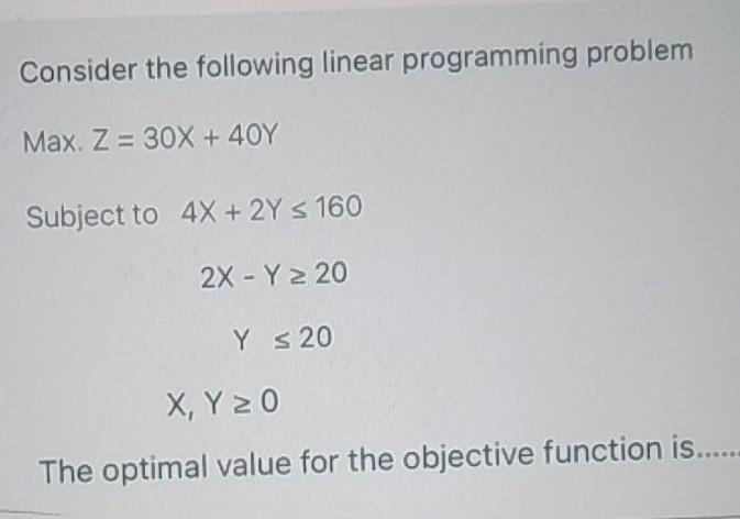 Consider the following linear programming problem