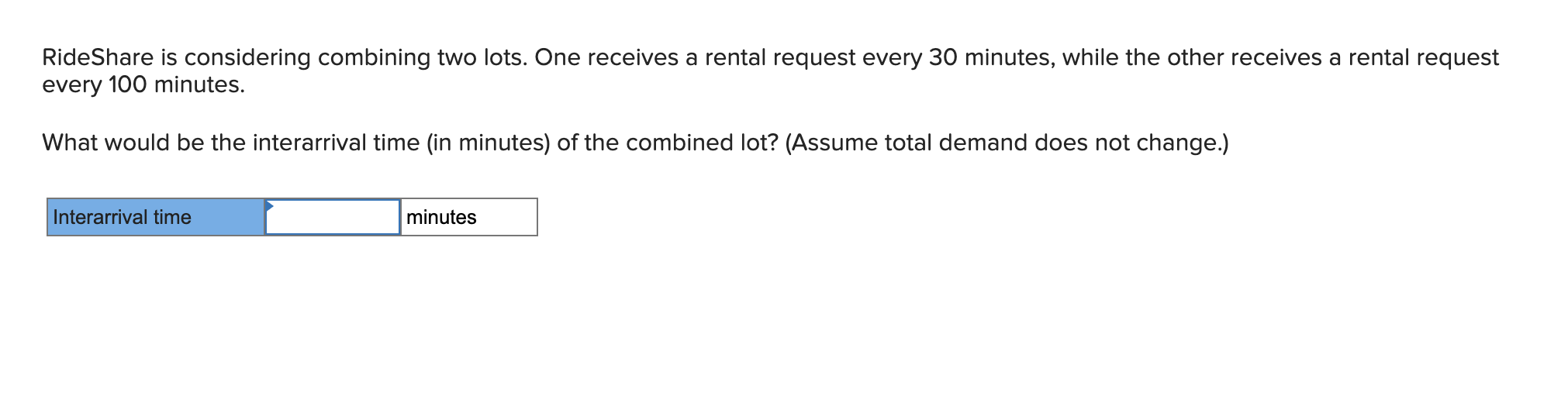 RideShare is considering combining two lots. One