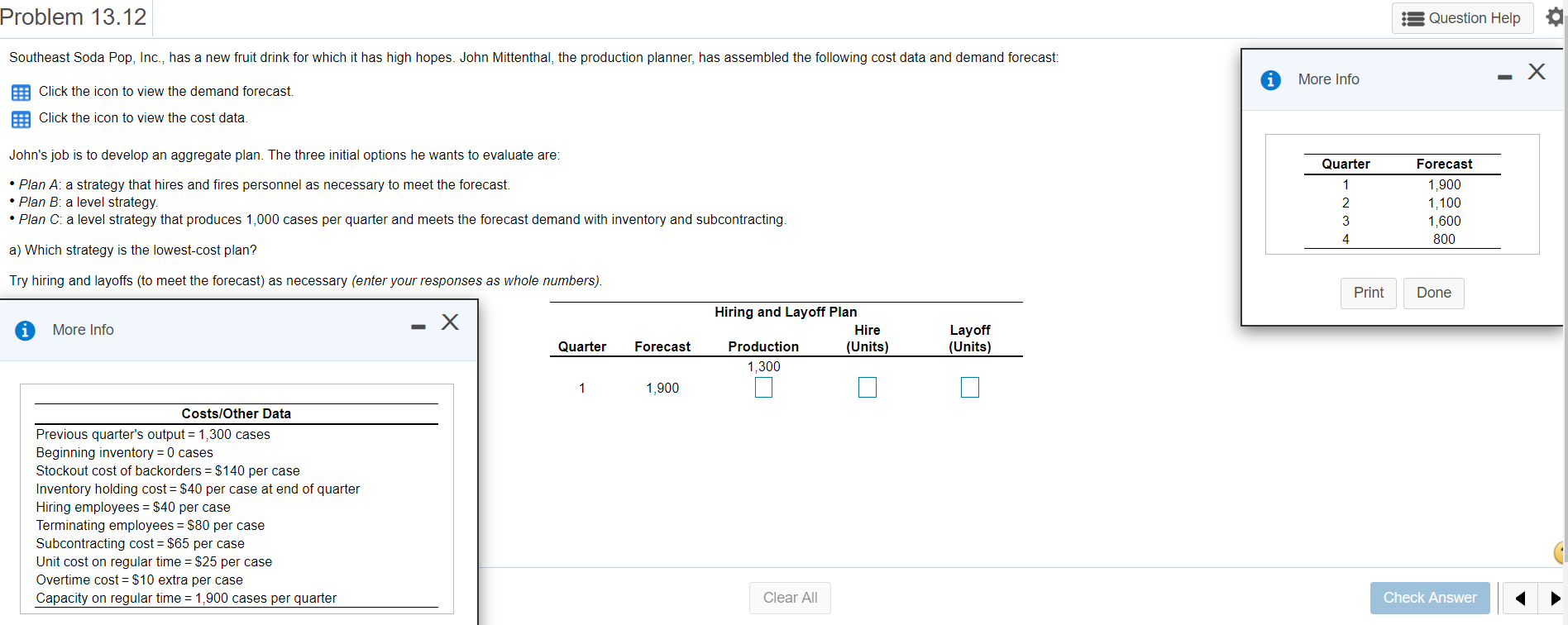 Problem 13.12 Question Help Southeast Soda Pop,