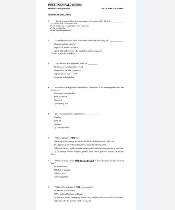 just Answer this questions without explanation as