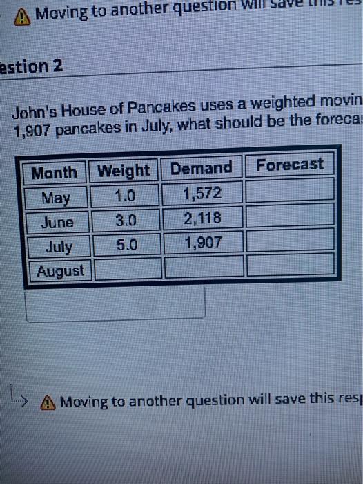 using weighted moving average, what is the for