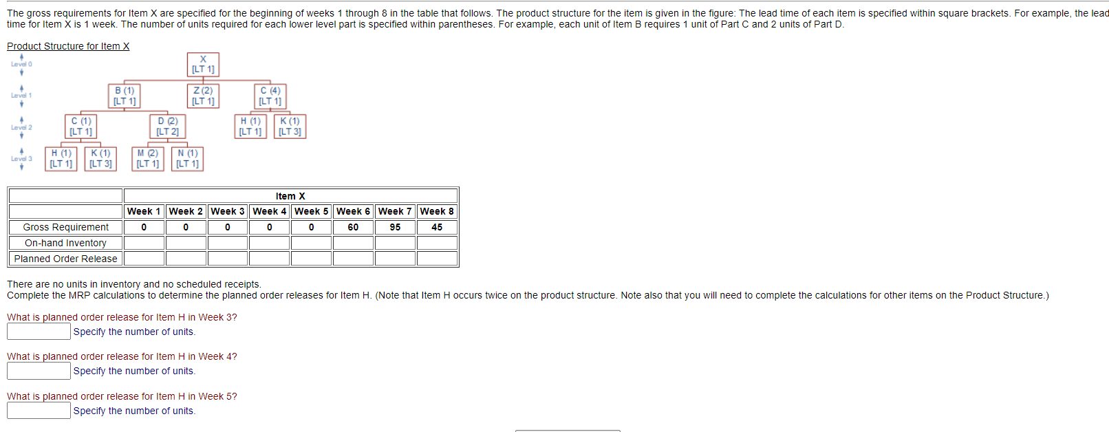 There are no units in inventory and no scheduled