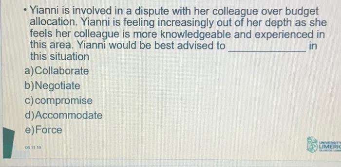 Yianni is involved in a dispute with her