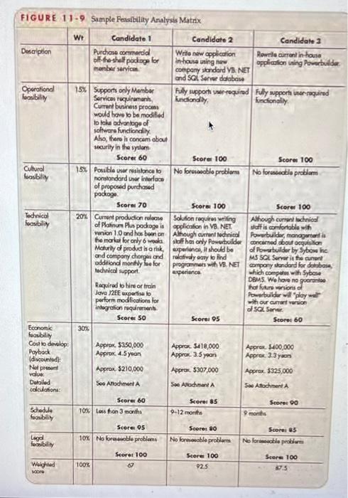 0). Prepare a feasibility analysis matrix, using