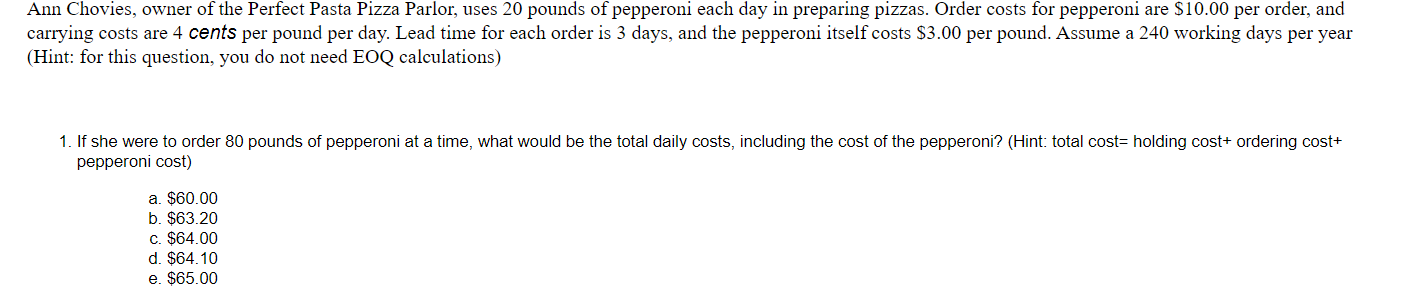 Ann Chovies, owner of the Perfect Pasta Pizza