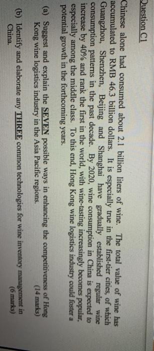 Question C1 Chinese alone had consumed about 2.1