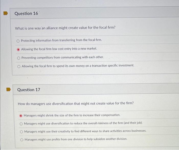 16&17 What is one way an alliance might create
