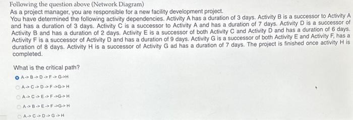 Following the question above (Network Diagram) As