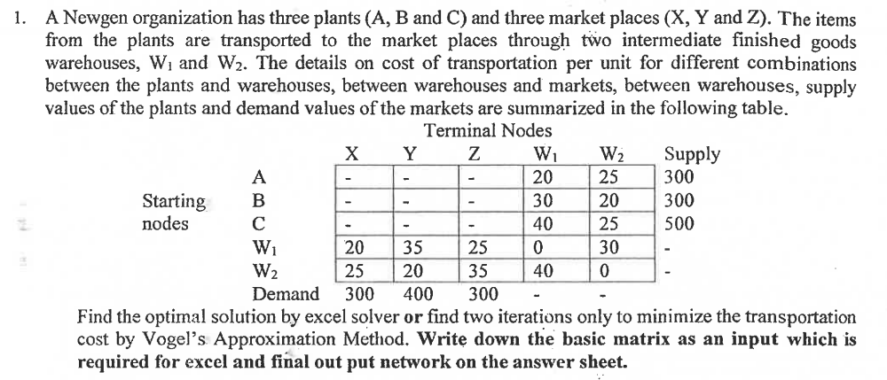 A Newgen organization has three plants (A, B and