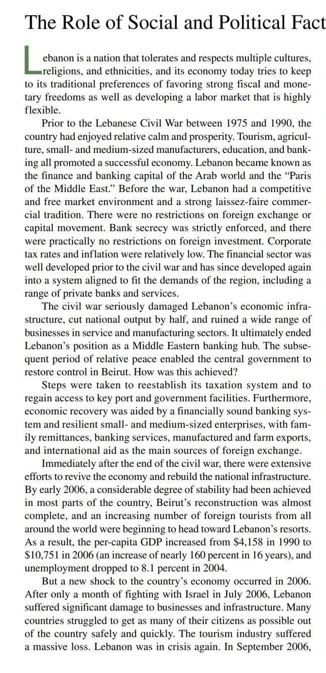 4-16. Why do you think Lebanon is in need of