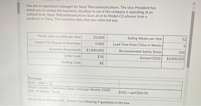 You are an operations manager for Nuzo