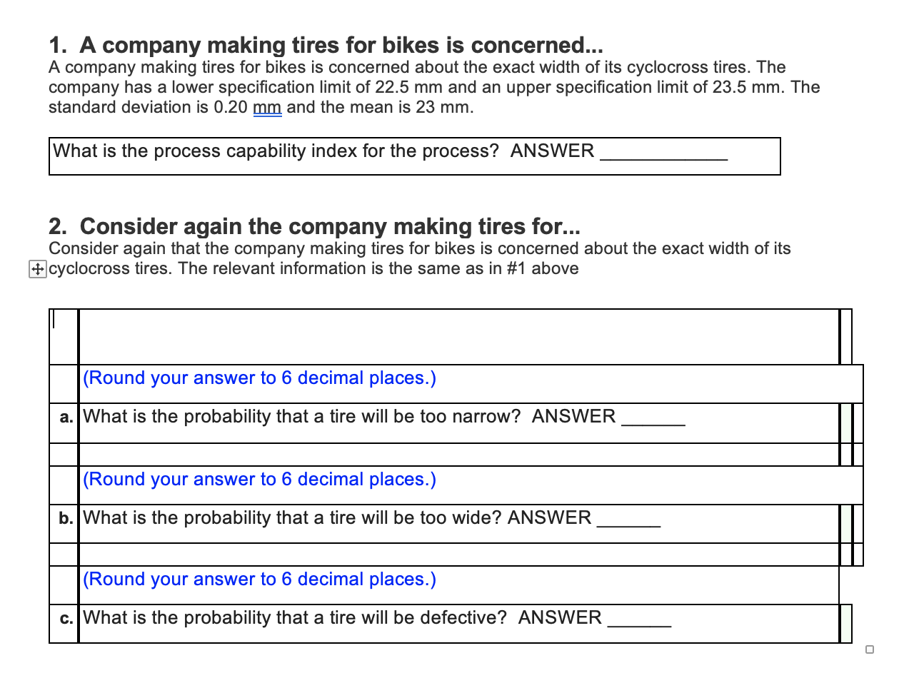 1. A company making tires for bikes is