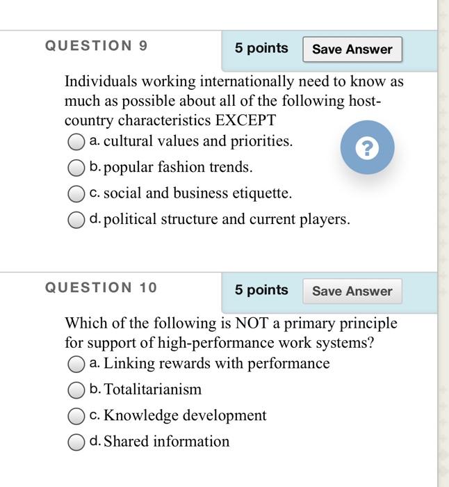 QUESTION 9 5 points Save Answer Individuals
