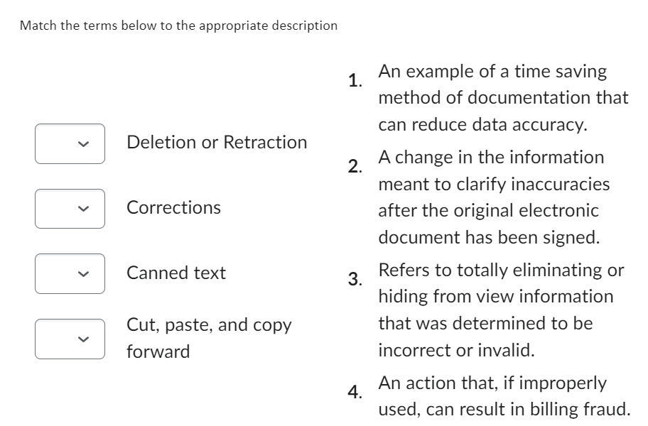 Match the terms below to the appropriate