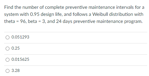 Find the number of complete preventive