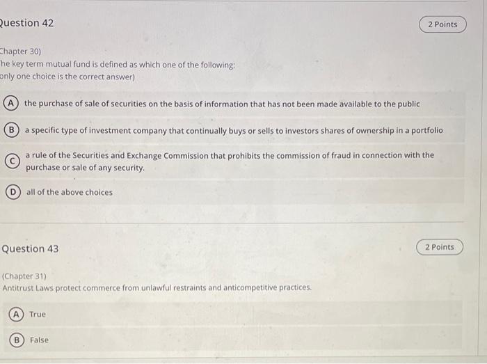 Chapter 30) he key term mutual fund is defined as