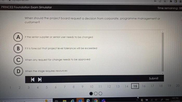 When should the project board request a decision