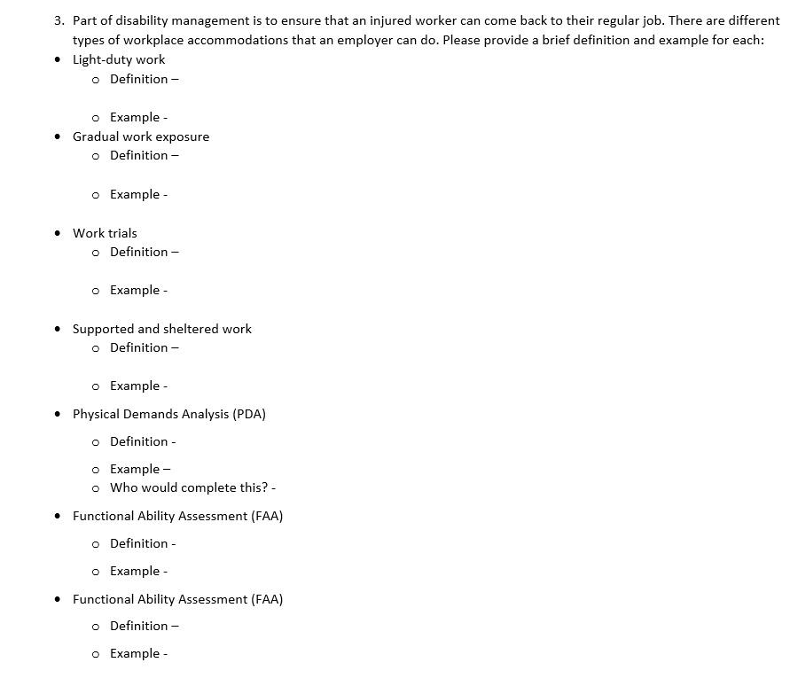 Disability & return to Work Chapter 13 Management