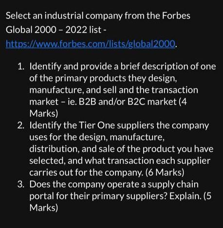 Select an industrial company from the Forbes