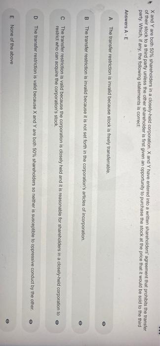 X and Y are both 50% shareholders in a