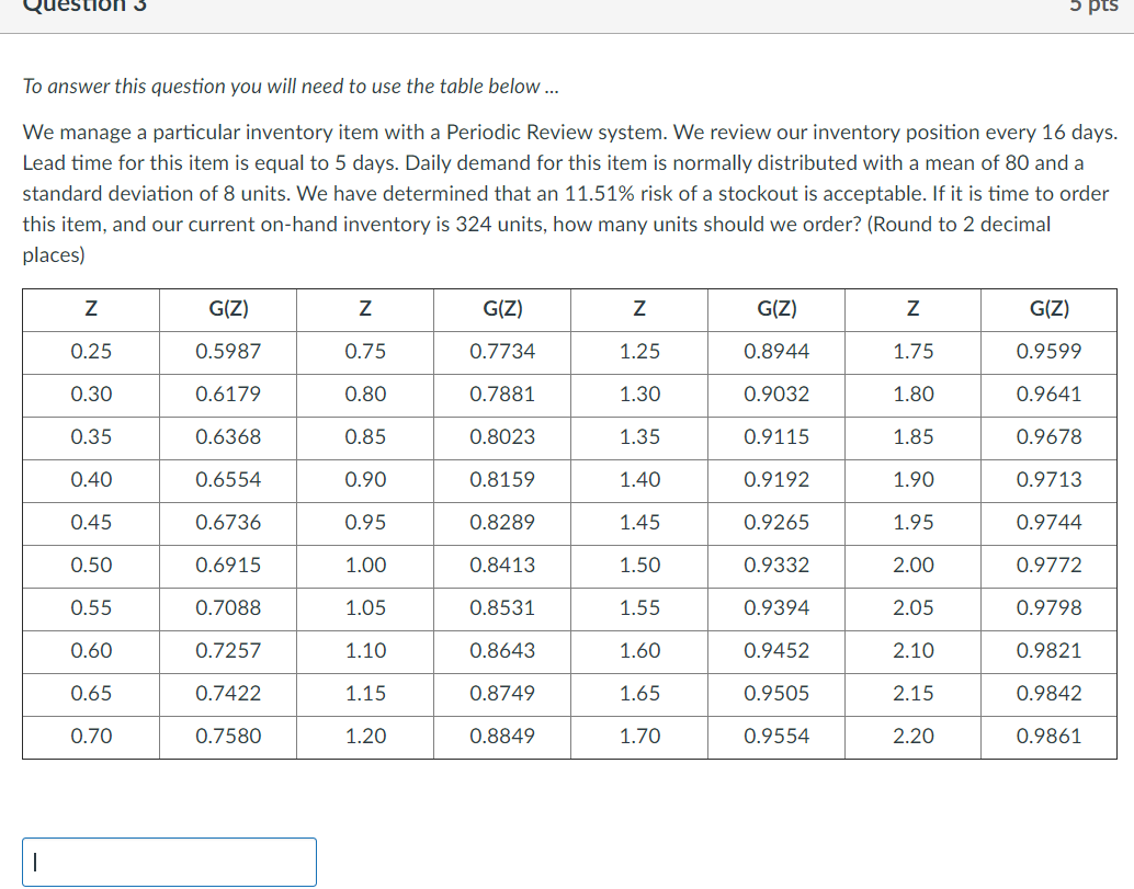 Please show steps 5 pts To answer this question