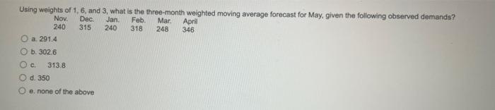 Using weights of 1,6, and 3. what is the