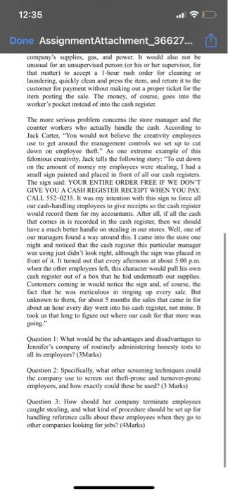 Honesty Testing. Jennifer Carter, of the Carter