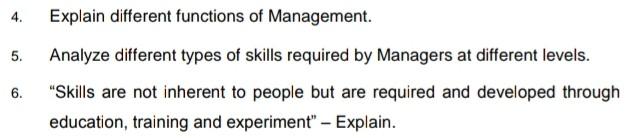4. 5. Explain different functions of Management.