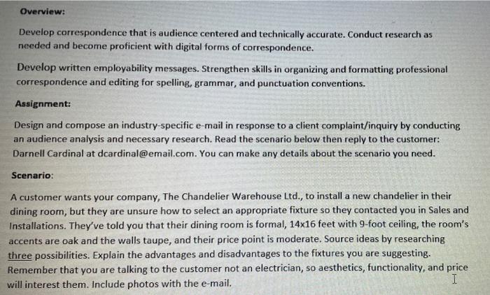 Overview: Develop correspondence that is audience