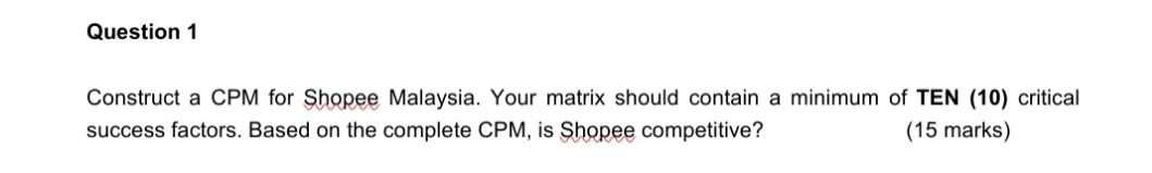 strategic management question Question 1