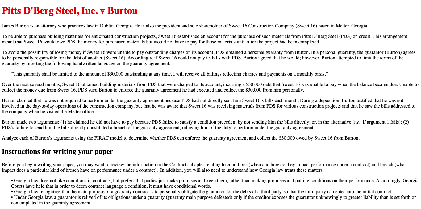 FIRAC Analysis Please write a description of each