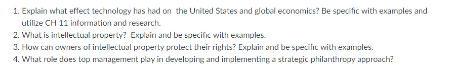 1. Explain what effect technology has had on the