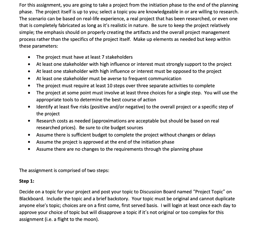 For this assignment, you are going to take a