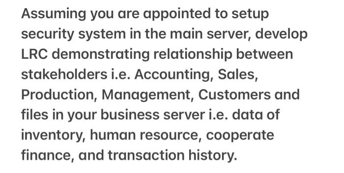 Assuming you are appointed to setup security