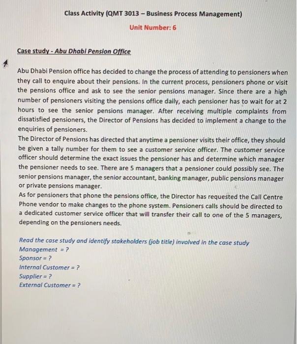 Class Activity (QMT 3013 - Business Process