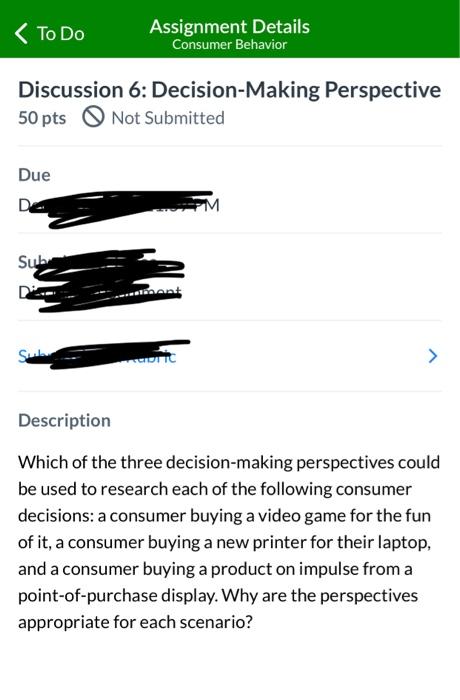 CONSUMER BAHAVIOR Description Which of the three