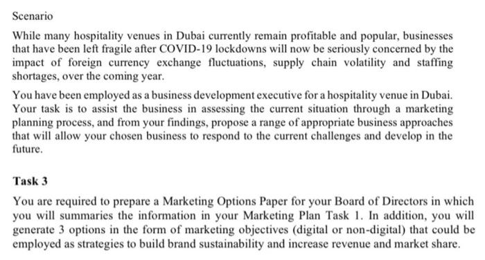 Scenario While many hospitality venues in Dubai