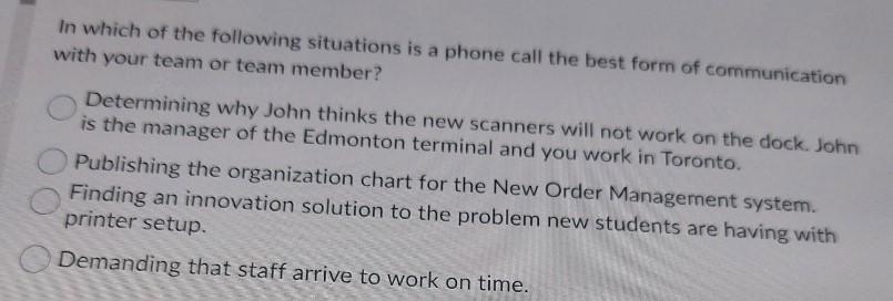 In which of the following situations is a phone