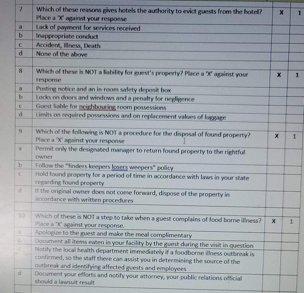 7 1 a Which of these reasons gives hotels the