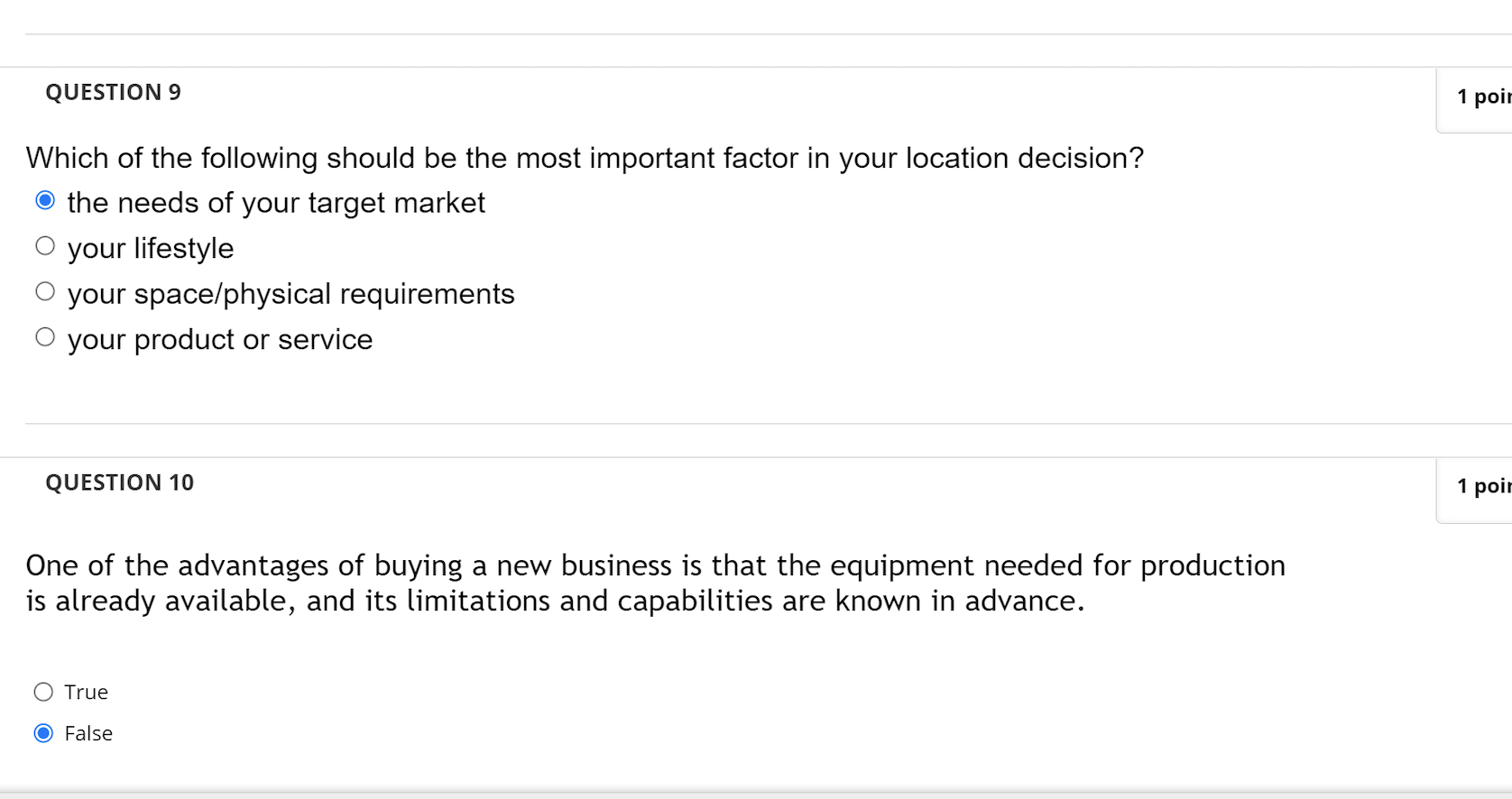 QUESTION 1 When setting prices for goods and