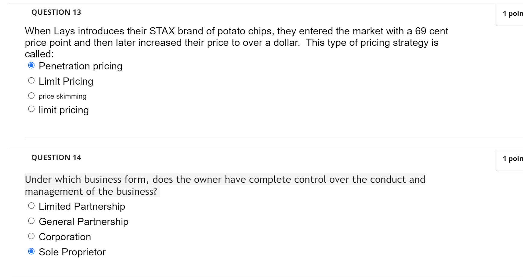 QUESTION 1 When setting prices for goods and