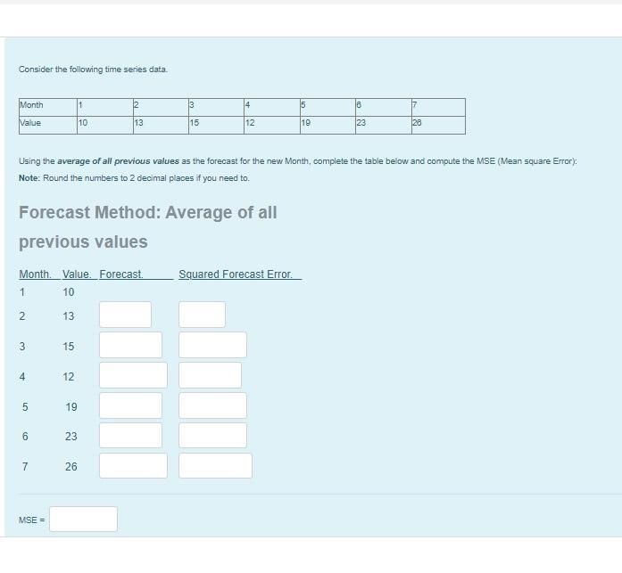 Consider the following time series data. Using