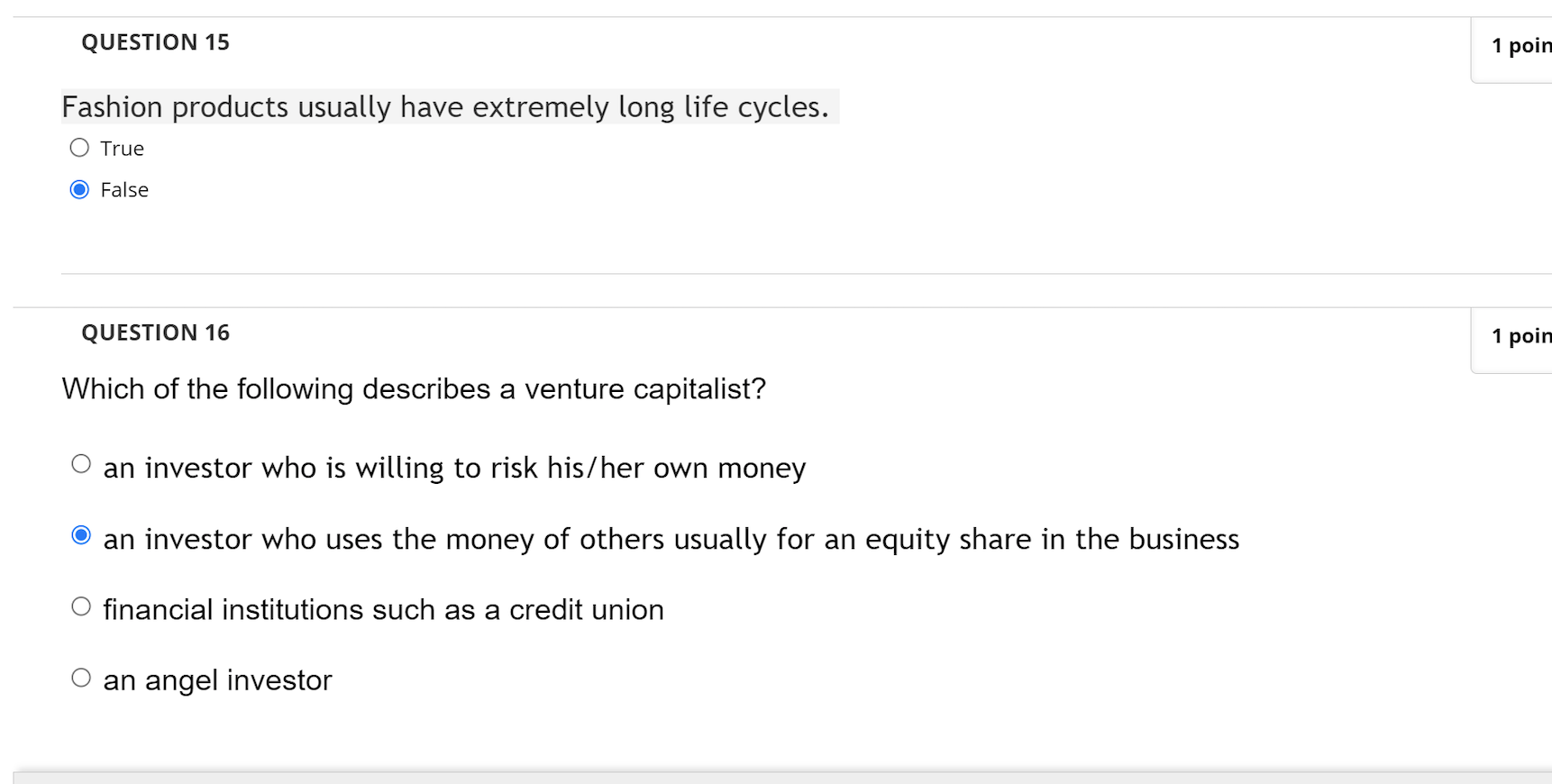 QUESTION 1 When setting prices for goods and