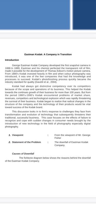 eastman kodak co. ( case analysis template) step