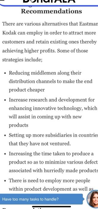 eastman kodak co. ( case analysis template) step