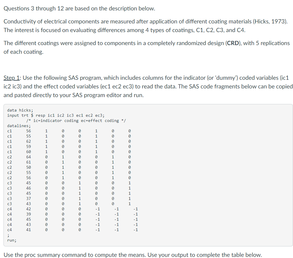 Questions 3 through 12 are based on the