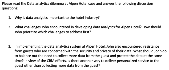 Please read the Data analytics dilemma at Alpen