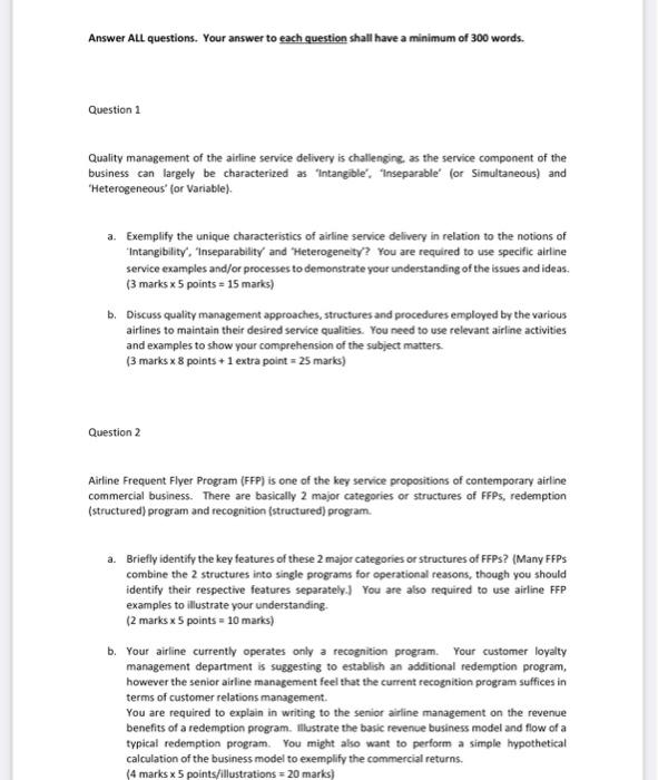 Answer All questions. Your answer to each